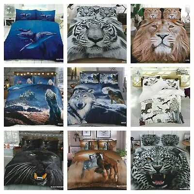 3D Animal Printed Duvet Cover With Pillow Cases Quilt Bedding Set Best Gift  • £18.25