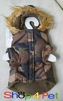 Dog Coat Camouflage Parka Jacket (for Small Dogs) With Fur Hood  Four Sizes  • £7.95