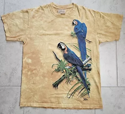 Vintage 90s The Mountain Nature Parrot Graphic Print Yellow Dyed Shirt Sz Medium • $24.99