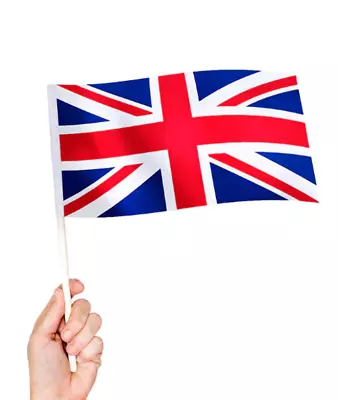 Pack Of 12 G.B Hand Flags 30x17cm Union Jack Celebration Accessories • £2.99