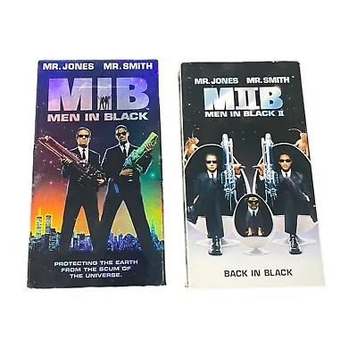 MIB Men In Black 1 And 2 (VHS 1997 2002) Tommy Lee Jones Will Smith Aliens • $9.57