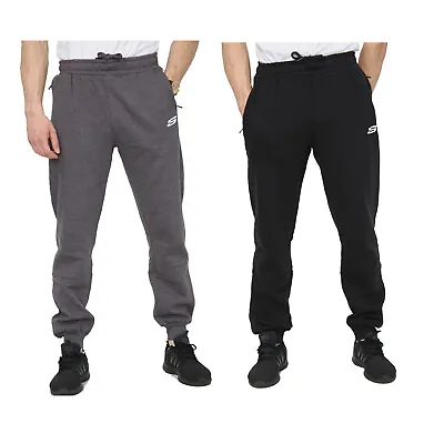 Men Skechers Fleece Trouser Sweatpants Gym Jogger Jogging Elasticated Cuffed Hem • £13.85