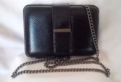 $38 • Buy Zara Trafaluc Black Box Snakeskin Print Shoulder Bag With Chain Strap 