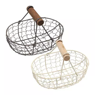 Vintage Egg Basket Iron Wire Fruit Basket Picnic Storage Basket With Handle • £9.29