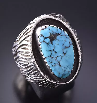 Vintage Size 9-1/2 Silver & Turquoise Mens Ring 4A31L • $220