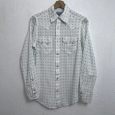Rockmount Ranch Wear Diamond Pearl Snap Button Up Shirt USA Made Size 14.5 X 32 • $48.88