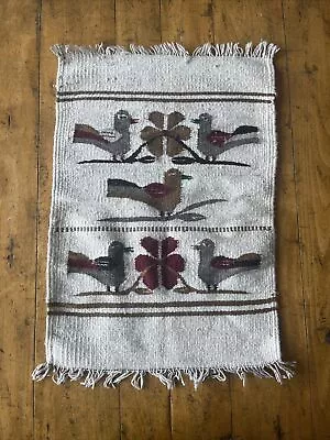 Vintage Navajo Style Rug Native American Weaving Wool 27x19 Birds Design • $50