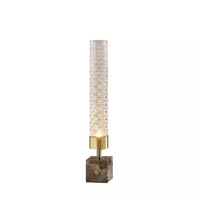 Adesso Table Lantern Marble Base Touch-Sensor 1-Light Textured Glass Cylinder • $144.76