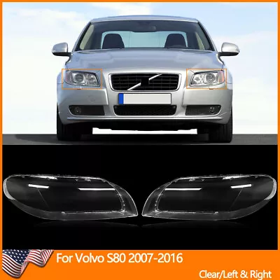Pair Front Headlight Lens Cover Transparent Shell For Volvo S80 S80L 2007-2016 • $142.49