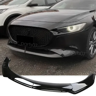 For 19-24 Mazda 3 Hatchback Black Front Bumper Lip Spoiler Spoiler Body Kit • $66.49