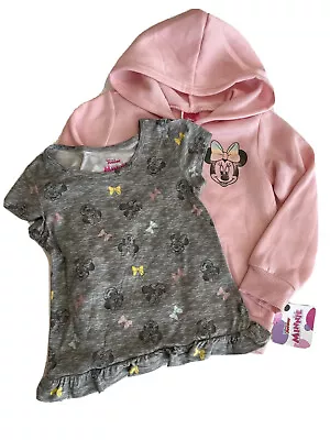 Disney Junior Minnie Mouse Girl Zip Up Hoodie Short Sleeve Tee Set Size 4 • $19.79