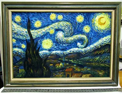 $250 • Buy 100% Hand Painted High Quality Repro Oil Painting Van Gogh Starry Night Framed 