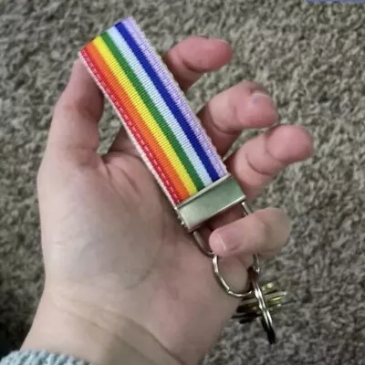 Mini Rainbow 3”  Keychain / Pride  Flag Key Holder/lgbtq Key Chain Finger Size • $8.97