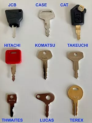 £16.94 • Buy Genuine 9 Master Plant Keys JCB Case CAT Hitachi Takeuchi Komatsu Thwaites Lucas