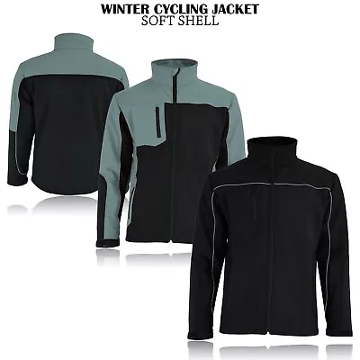 Soft Shell Fleece Lined Waterproof Windproof Outdoor Work Jacket Coat Golf Men's • £21.99