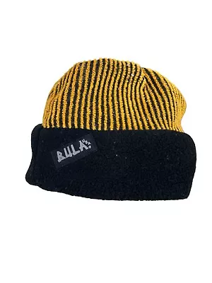 Vintage Bula Fleece Hat Beanie Winter Colorful Yellow And Black Strips USA • $19.99