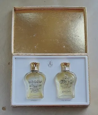 GUERLAIN MITSOUKO & VOL DE NUIT Splash EDC 2x15 Ml RARE BOTTLES LYRA Vintage SET • $89.95