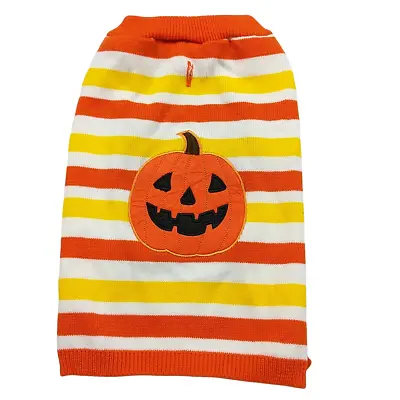 Martha Stewart Pets Halloween Dog Striped Orange Pumpkin Sweater Costume Large • $15.40
