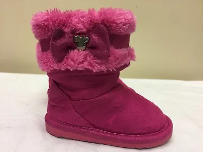 Disney Minnie Mouse Faux Fur Pink Winter Girl Toddler  Boots Size 3 • $9.99