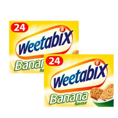 Weetabix 24 Pack Banana Flavour Cereal 100% Whole Grain High Fibre X 2 • £12.98