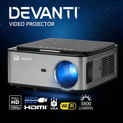 $269.95 • Buy Devanti Mini Video Projector Wifi USB Portable 3800 Lumens HD 1080P Home Theater