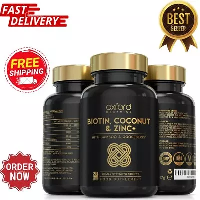 Hair Loss Treatment Biotin Coconut & Zinc Tablets For Men & Women Hair Re Growth • £12.99