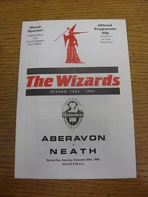 26/12/1992 Rugby Union Programme: Aberavon V Neath. Footy Progs/Bobfrankandelvis • £3.99