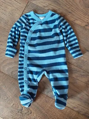 Baby Boy Blue Fleece Sleepsuit Up To 1 Month Stripe • £3.50
