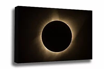 Celestial Sun Moon Canvas Wall Art - Total Solar Eclipse With Visible Sun Flares • $35
