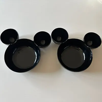 Set Of 2 Disney Mickey Mouse Ears Zak! Designs Black Melamine Chip And Dip Bowl • $25