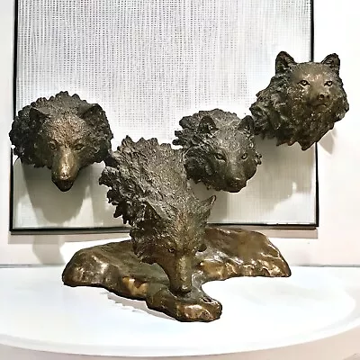 “Four Wolves” Bronze Sculpture By Mark Hopkins Signed Limited Edition 224/295 • $2600