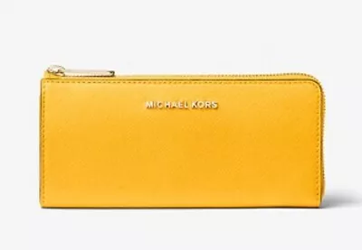 Michael Kors Quarter Zip Wallet Jasmine Yellow Leather • $75