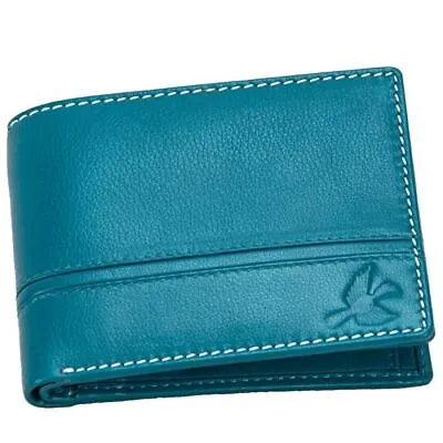 Genuine Leather Wallet For Men With RFID Blocking HORNBULL Denial Aqua • £41.94