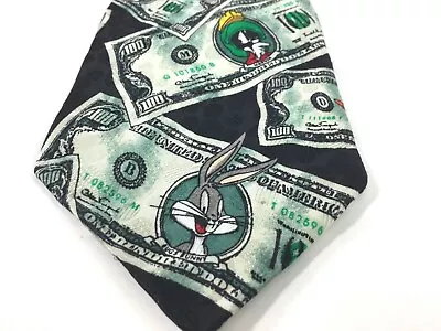 Looney Tunes Necktie Mens Tie Money  Bugs Bunny Characters 100% Silk • $8.99