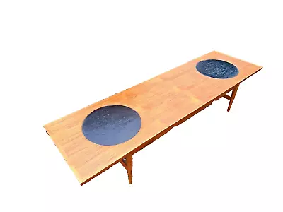 Beautiful Mid Century Modern Lane Walnut Coffee Table W/ Black Leather Inserts • $699.95