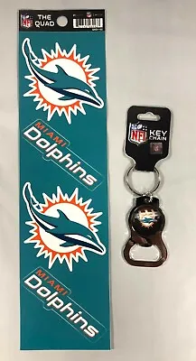 Miami Dolphins Nfl Quad Decal And Bottle Opener Keychain By Rico Free Ship • $8.99