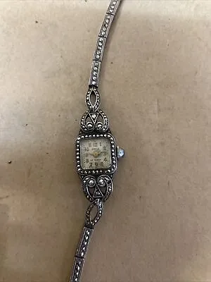 Vintage Marcasite Watch DROZ  17 Jewls Incablog Swiss Made Deco Watch G107 • $65