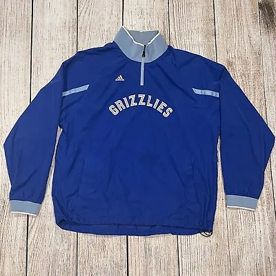 Memphis Grizzlies Windbreaker Jacket Blue NBA Zip Mock Neck Logo Adidas Mens XL • $21.74