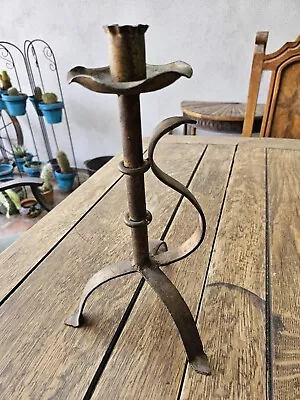 Spanish Gothic Revival Wrought Iron Gilded Candle Candlestick California Mission • $49