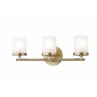 $120.54 • Buy Mitzi By Hudson Ryan 3-Light Aged Brass Bath Light W/Clear Frosted Glass Shade