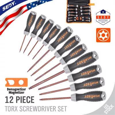 12 PC Torx Screwdriver Set Magnetic Security Tamper Proof Star T6 - T40 S2 Steel • $17.93