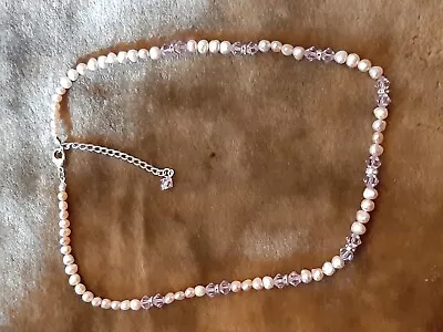 £4 • Buy Adrian Buckley Necklace Pavé Beaded Boxed Purple Faux Pearl Amethyst