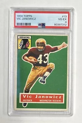 1956 Topps Football Vic Janowicz Washington Redskins Card #13 PSA 4 • $39.99