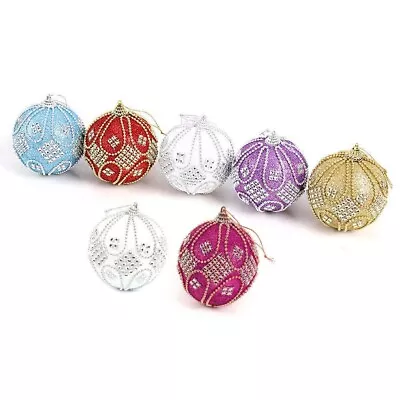 Christmas Glitter Baubles Xmas Tree Ornament Decoration 8CM Beads Bulk • $13.26