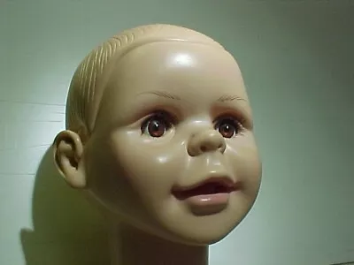 Child Mannequin  Display Head 3 - 5 Years Age  Unbranded Pvc Vintage? Glass Eyes • $24.99