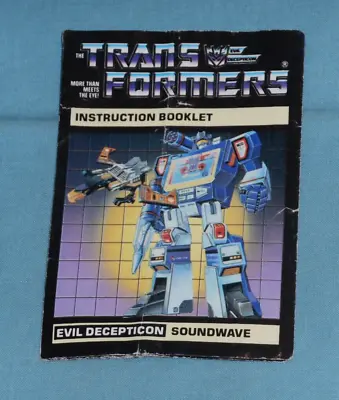 Original G1 Transformers SOUNDWAVE INSTRUCTION BOOKLET Manual (creased Torn) • $13