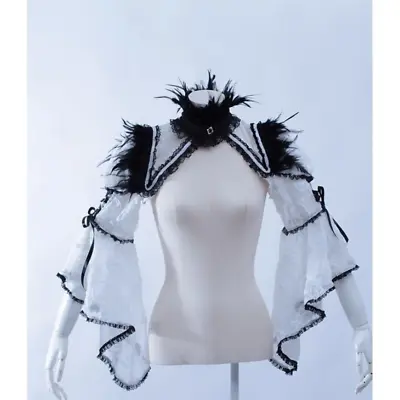 Gothic Goth Steampunk Burlesque Vintage Shrug Black And White Bolero Jacket • $44.30