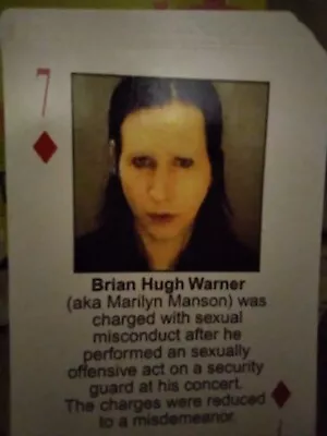 Rare 2003 Starz Behind Barz ~ Marilyn Manson Playing Card ~ Mug Shot ~ Dope Show • $7