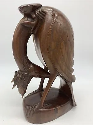 $39.99 • Buy Vintage Hand Carved Wood Bird Crane Made In Indonesia