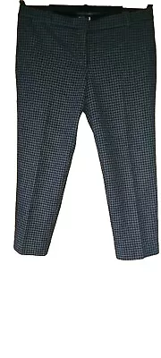 J CREW Grey/Black Checked Wool Lined Cropped Trousers 16 Vgc • £11